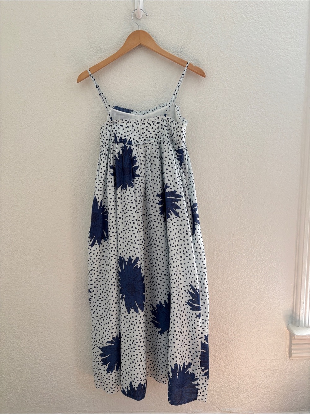 Alix Of Bohemia Cotton Silk Floral Polka Dot Eden Indigo Dahlia Midi Dress - Picture 12 of 13